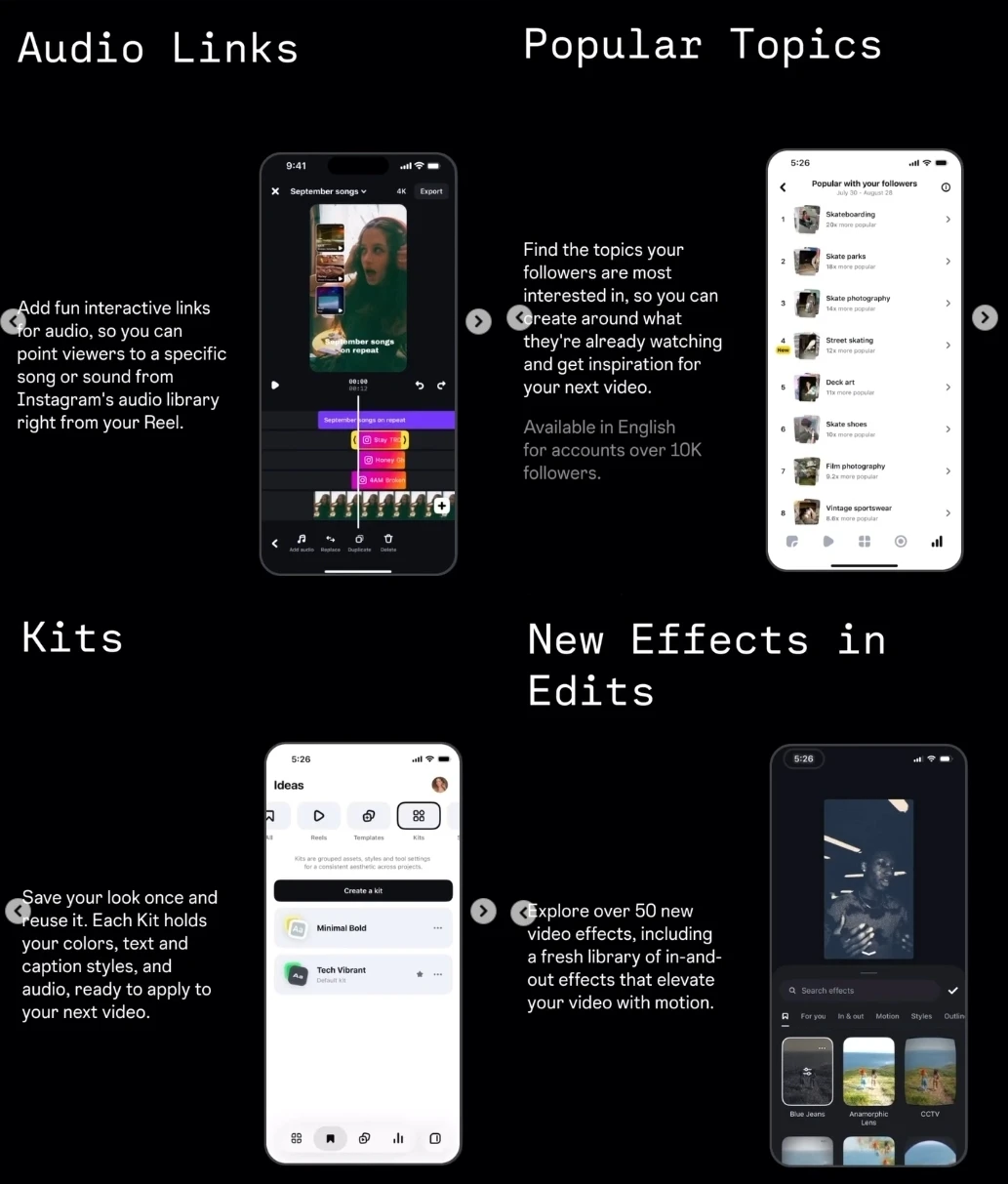 Edits adds audio links, popular topics, Kits and 50+ effects