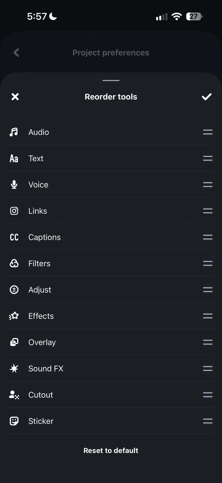 Edits lets users reorder their editing tools