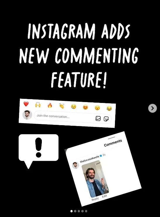 instagram photo comments from camera roll feature