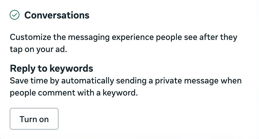 Meta tests auto-DM replies triggered by ad comment keywords