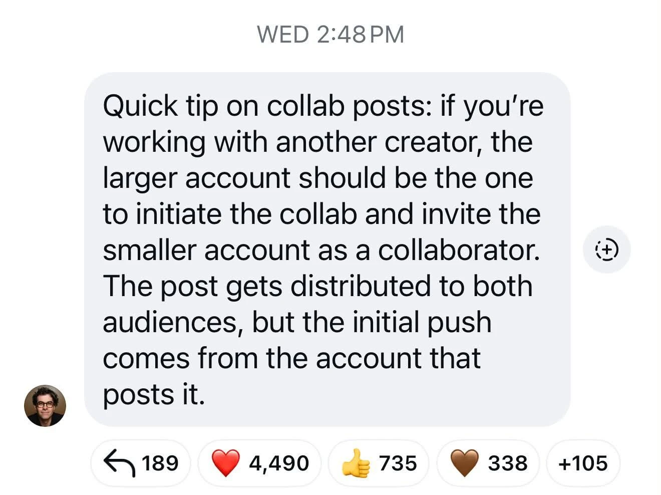 Mosseri repeats advice: bigger IG accounts should initiate Collab Posts