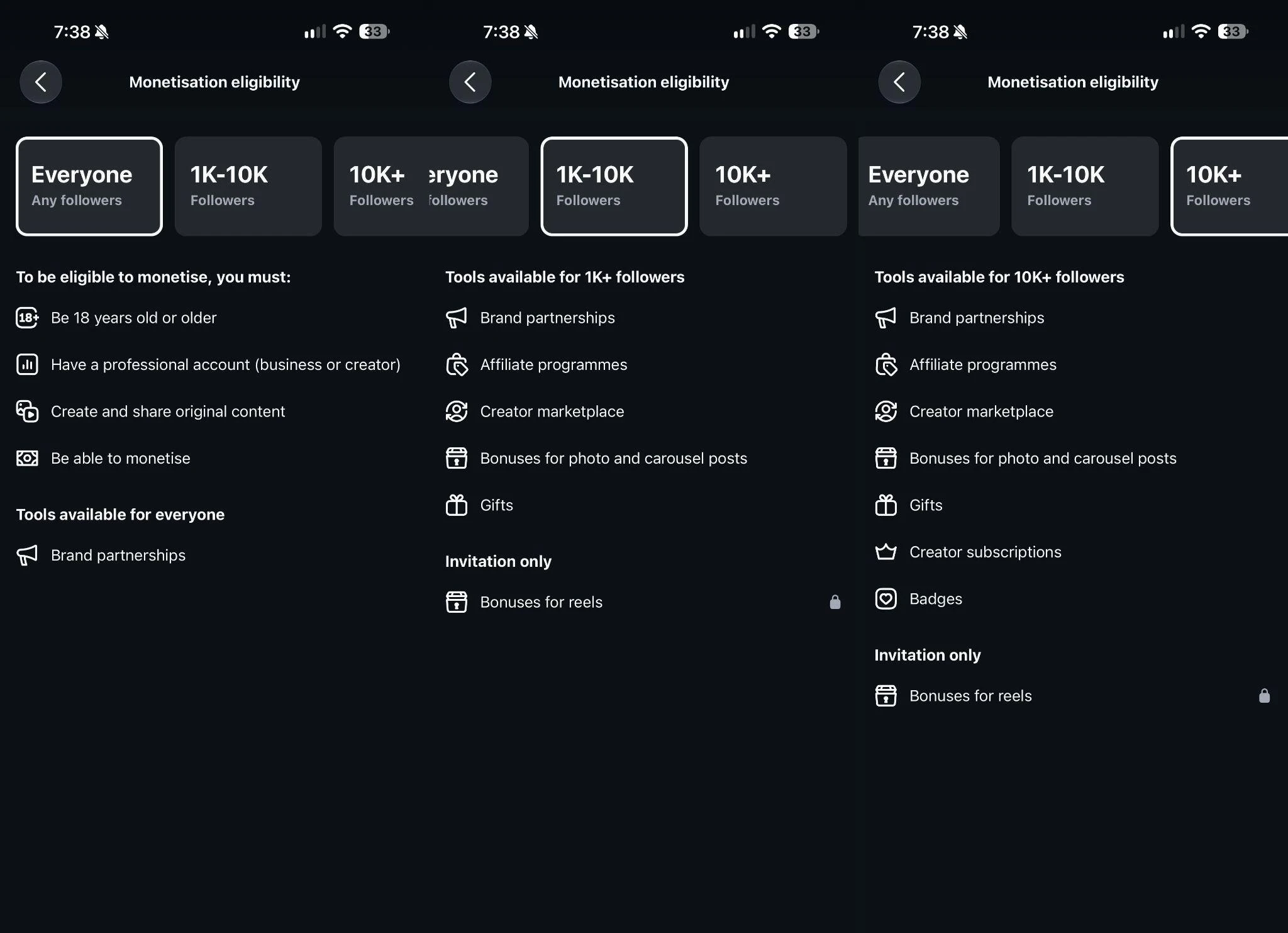 Instagram outlines monetization eligibility by follower tier