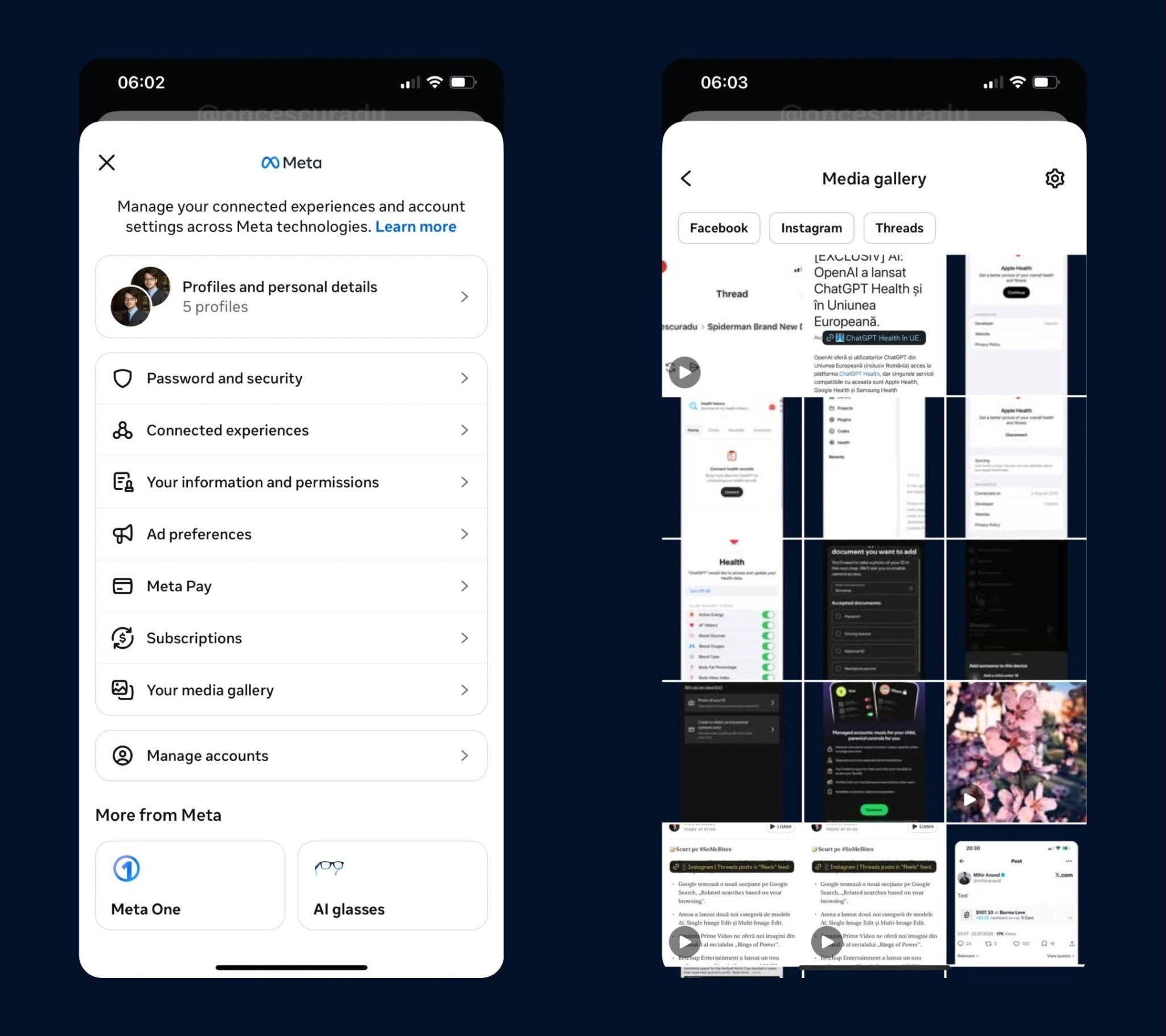 Meta adds a unified “media gallery” to Accounts Center