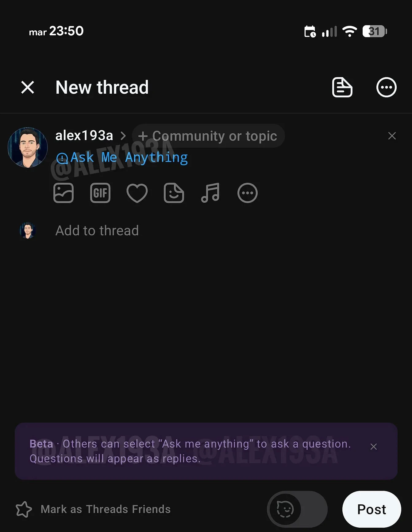 Threads tests an “Ask Me Anything” tag