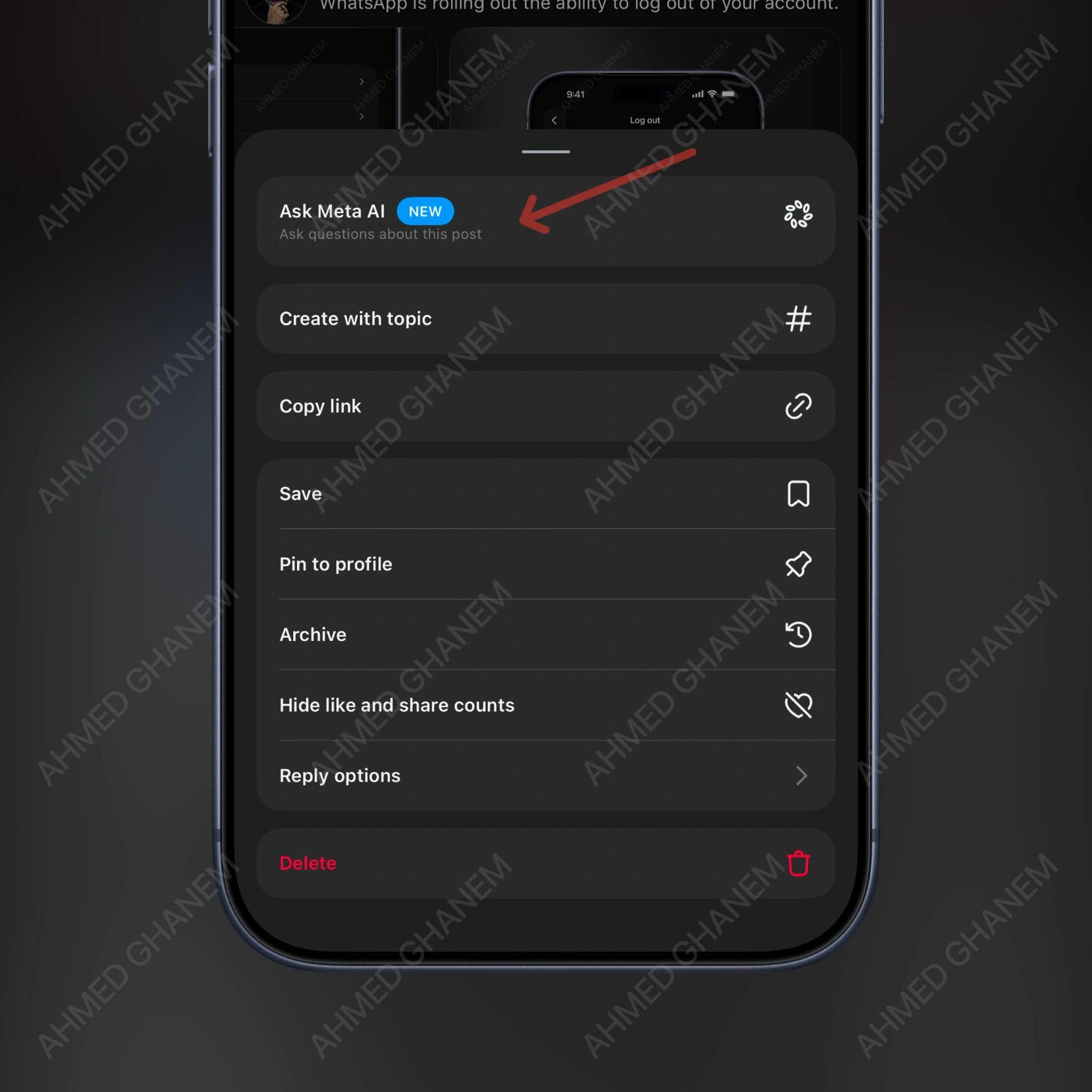 Threads adds “Ask Meta AI” to the post action menu