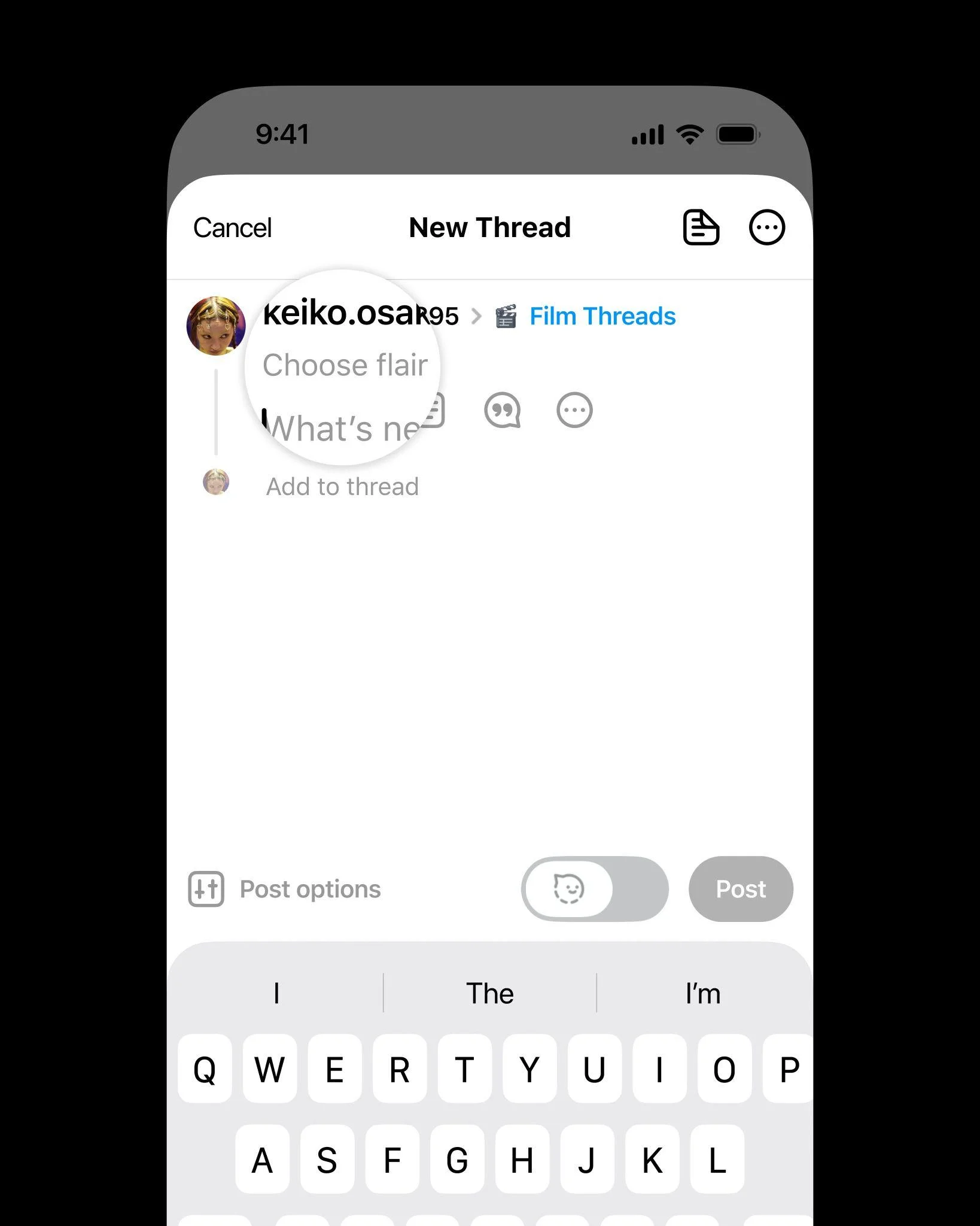 threads community flair for posts
