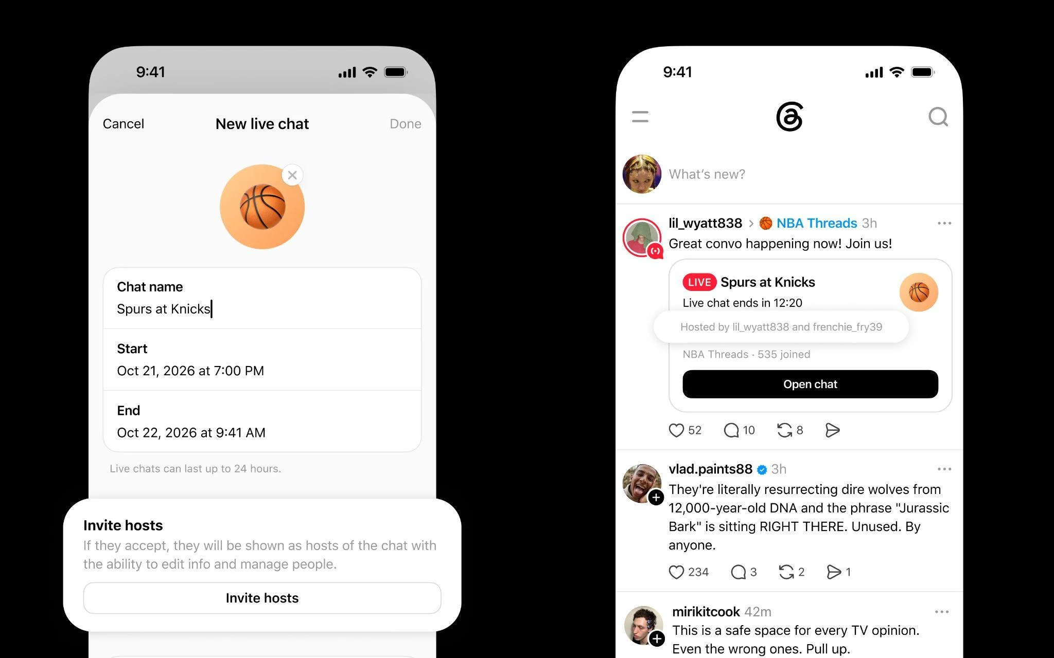 threads live chats co-hosts