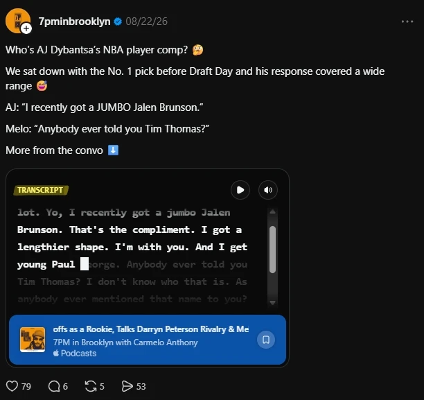 Threads tests synced podcast transcripts
