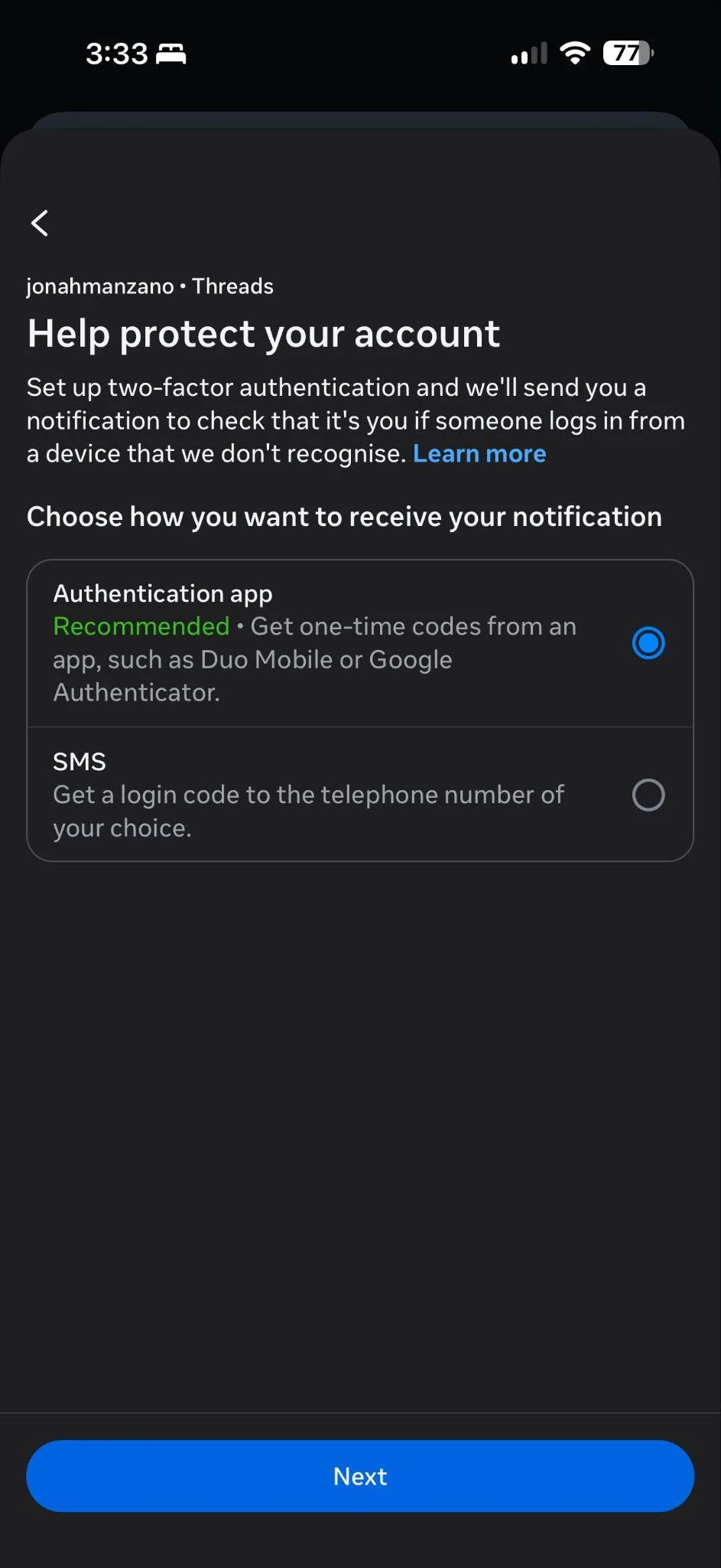 Threads adds Two-Factor Authentication via Meta Accounts Centre