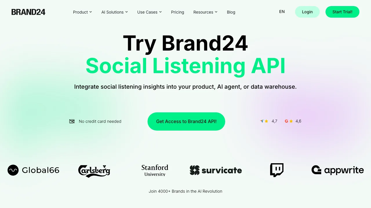Brand24 Social Listening API landing page
