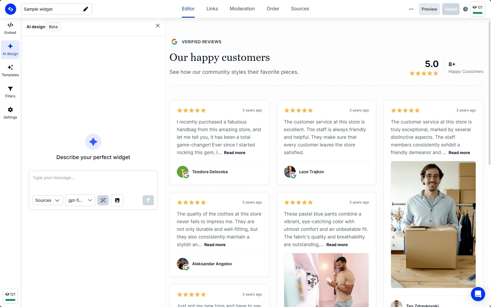 Customizing a social media feed widget in EmbedSocial