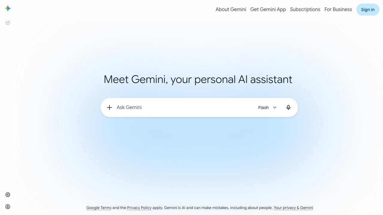 Página de inicio de Gemini