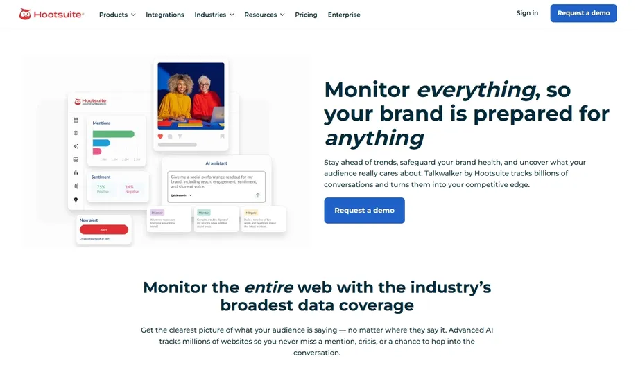 Hootsuite Listening product page