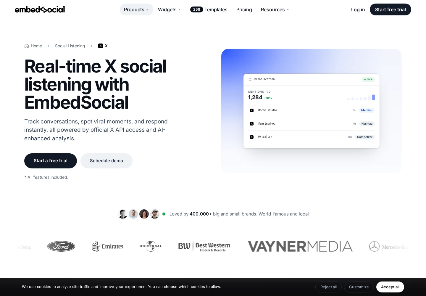EmbedSocial landing page