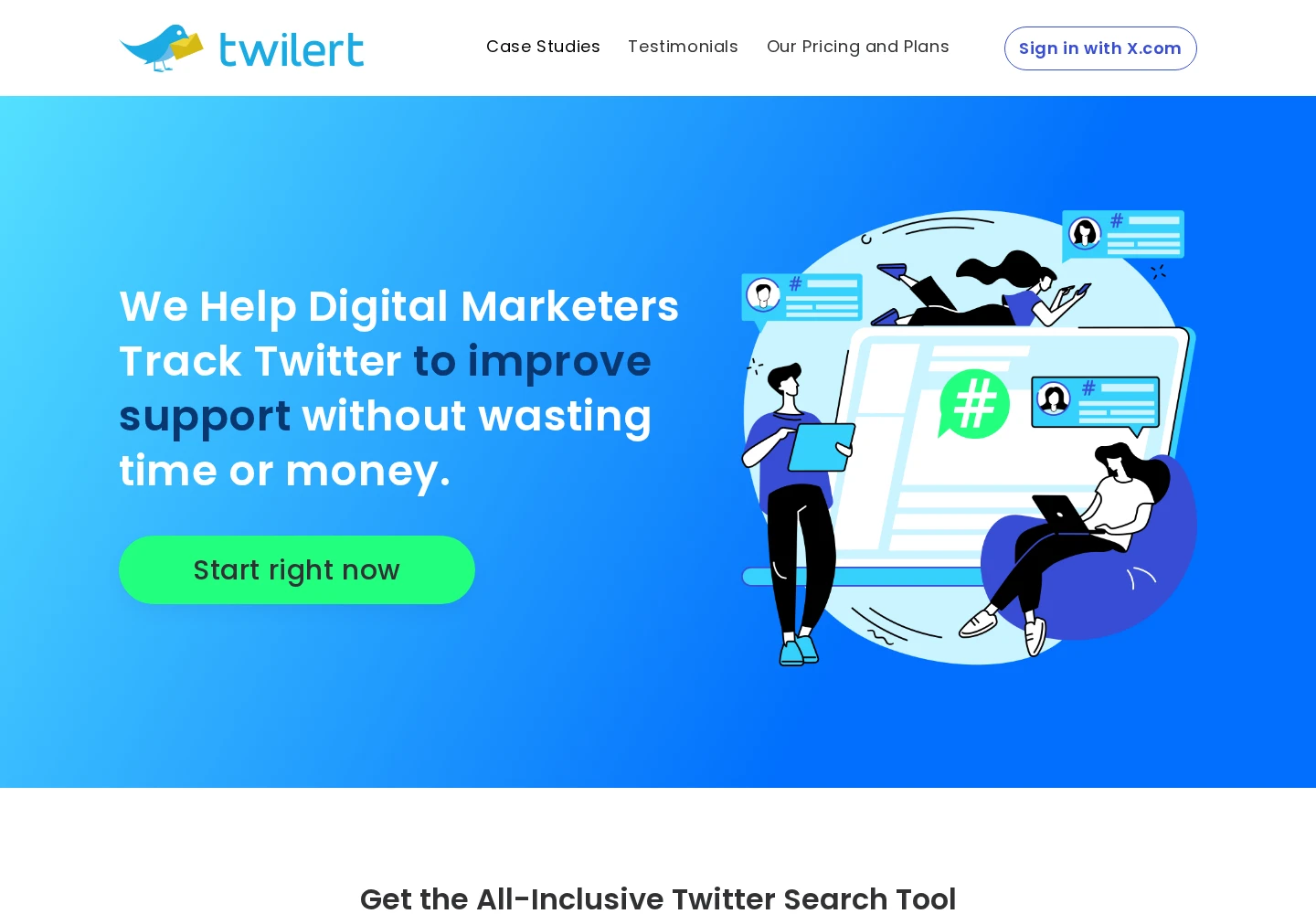 Twilert landing page