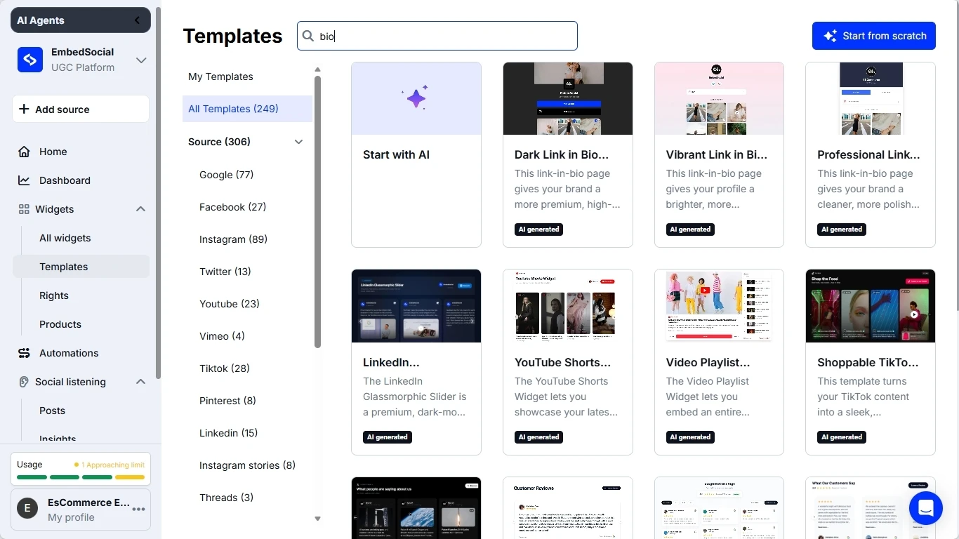 Choose a Link-in-bio template