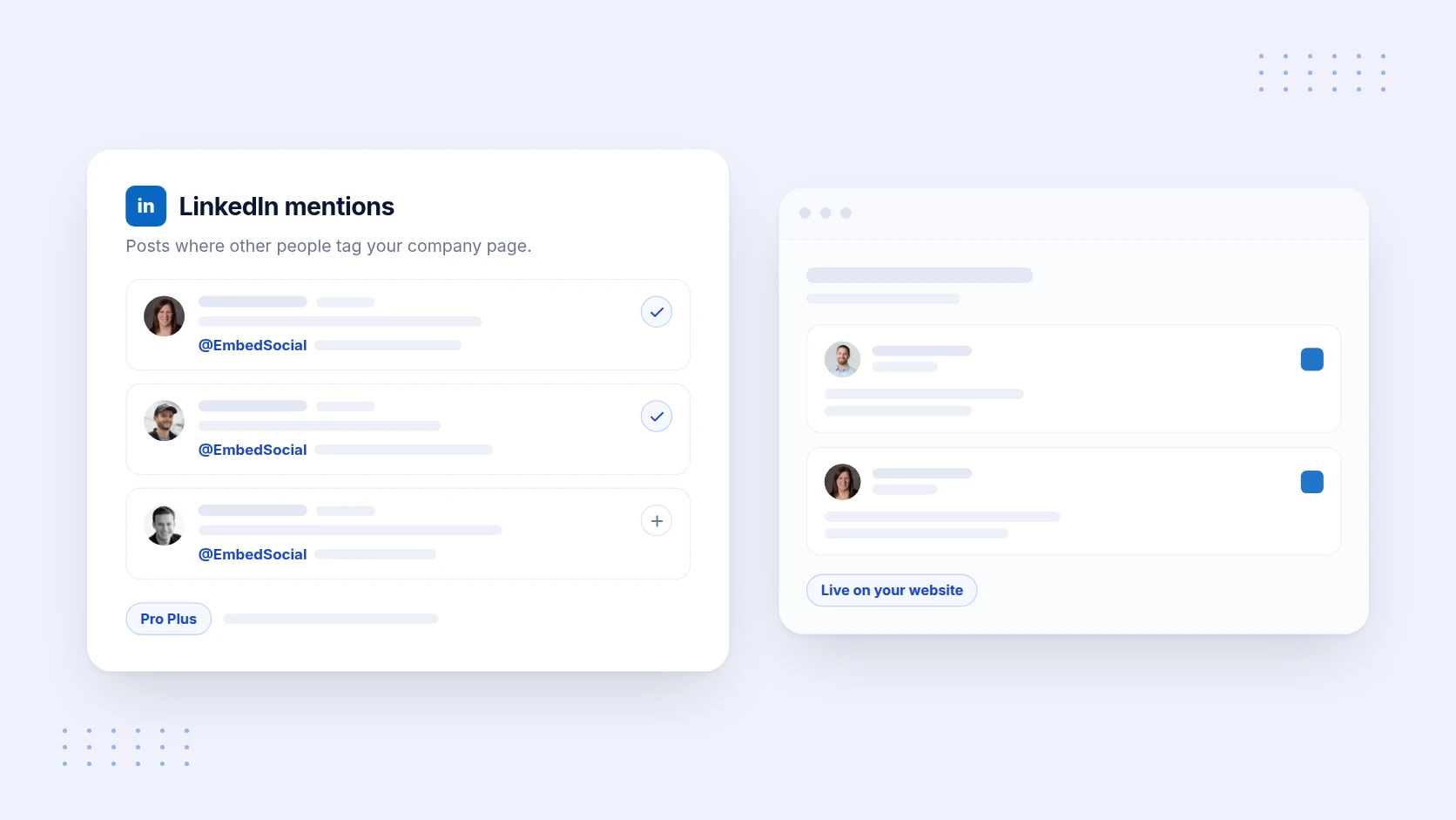 Approving LinkedIn mentions and publishing them as a live website widget