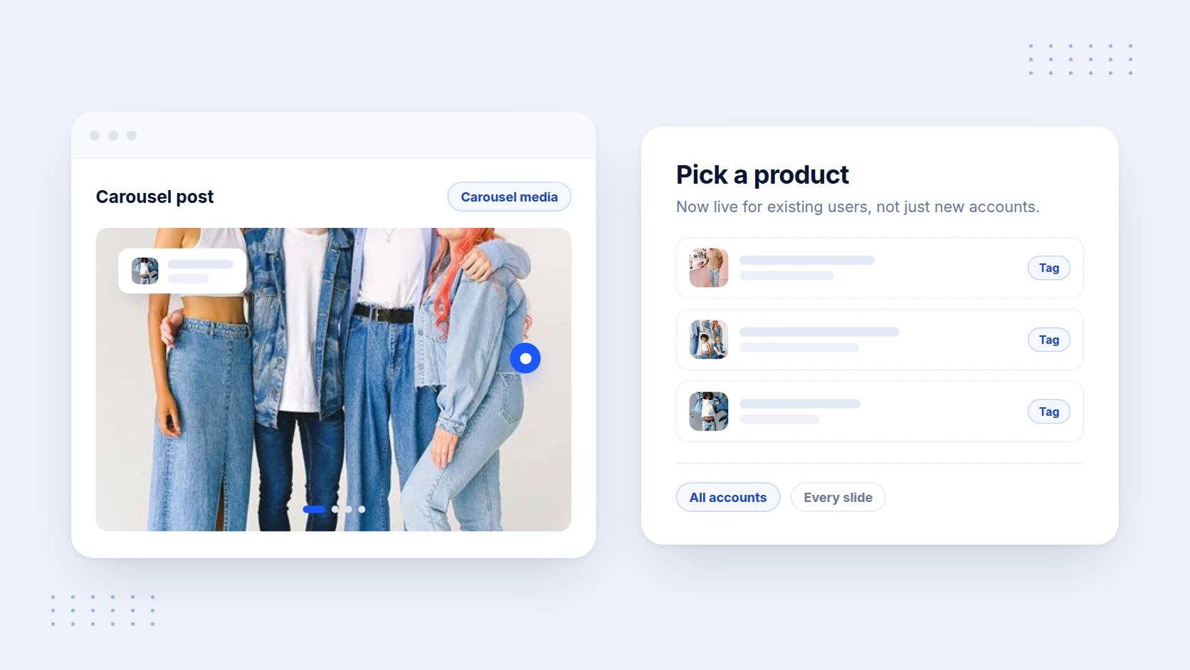 Tagging a product on a carousel post from a product picker