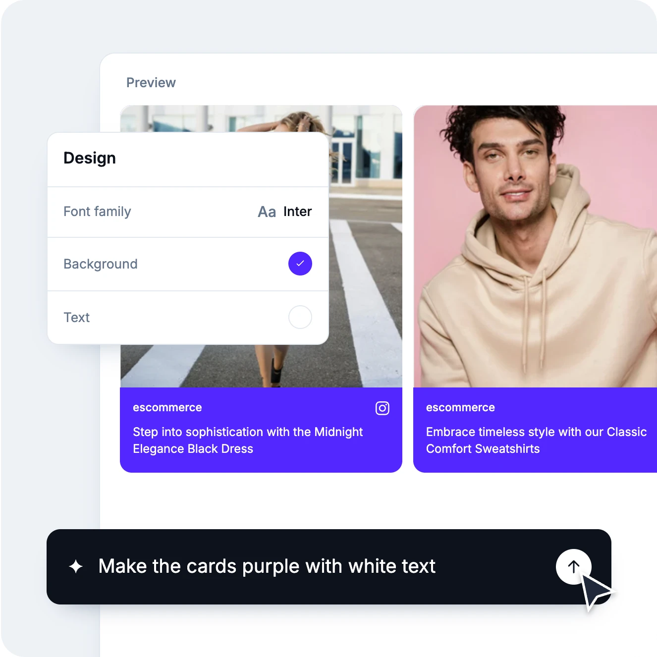 AI design edits for widgets