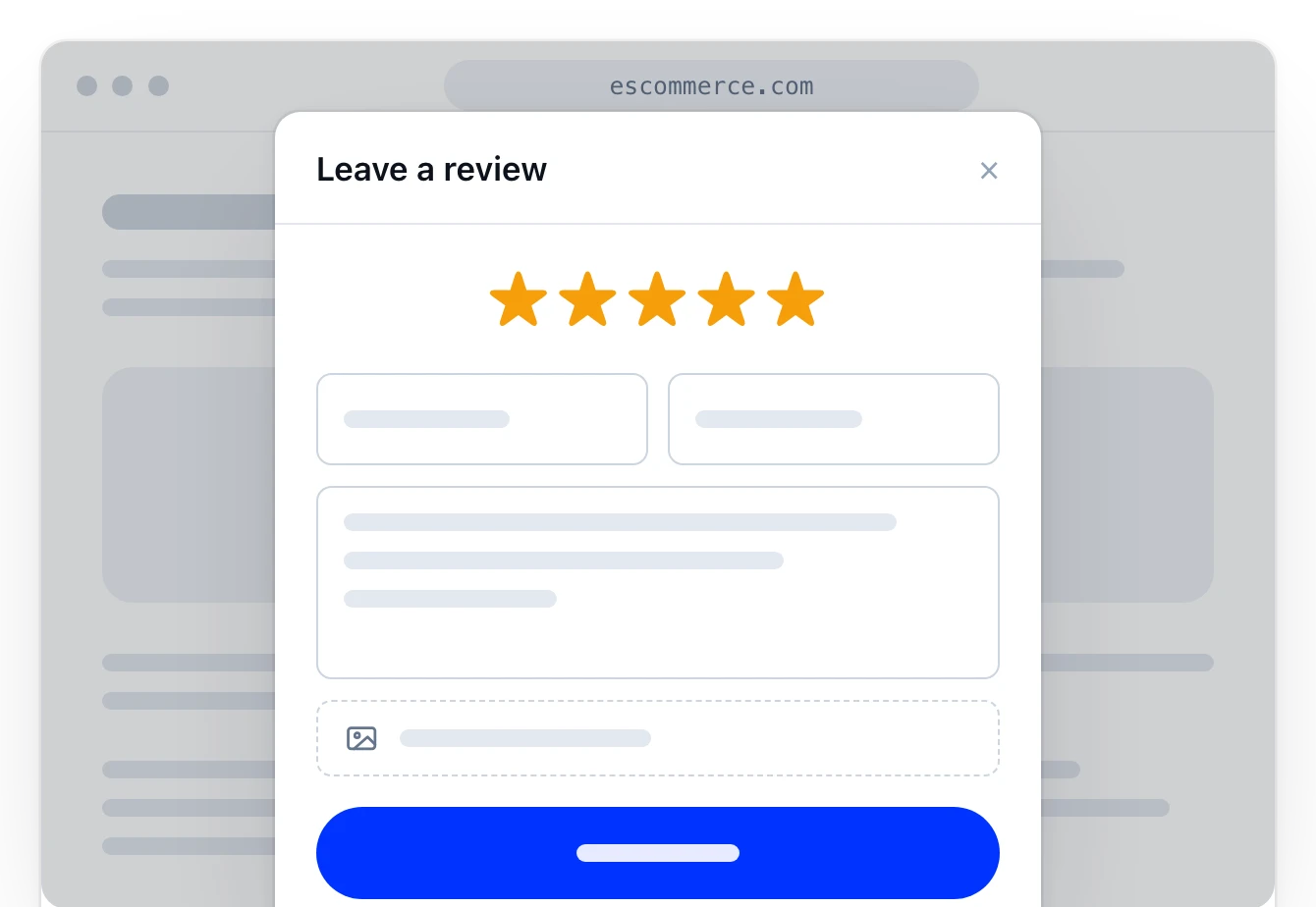 Un formulario con la marca que pide al cliente una reseña