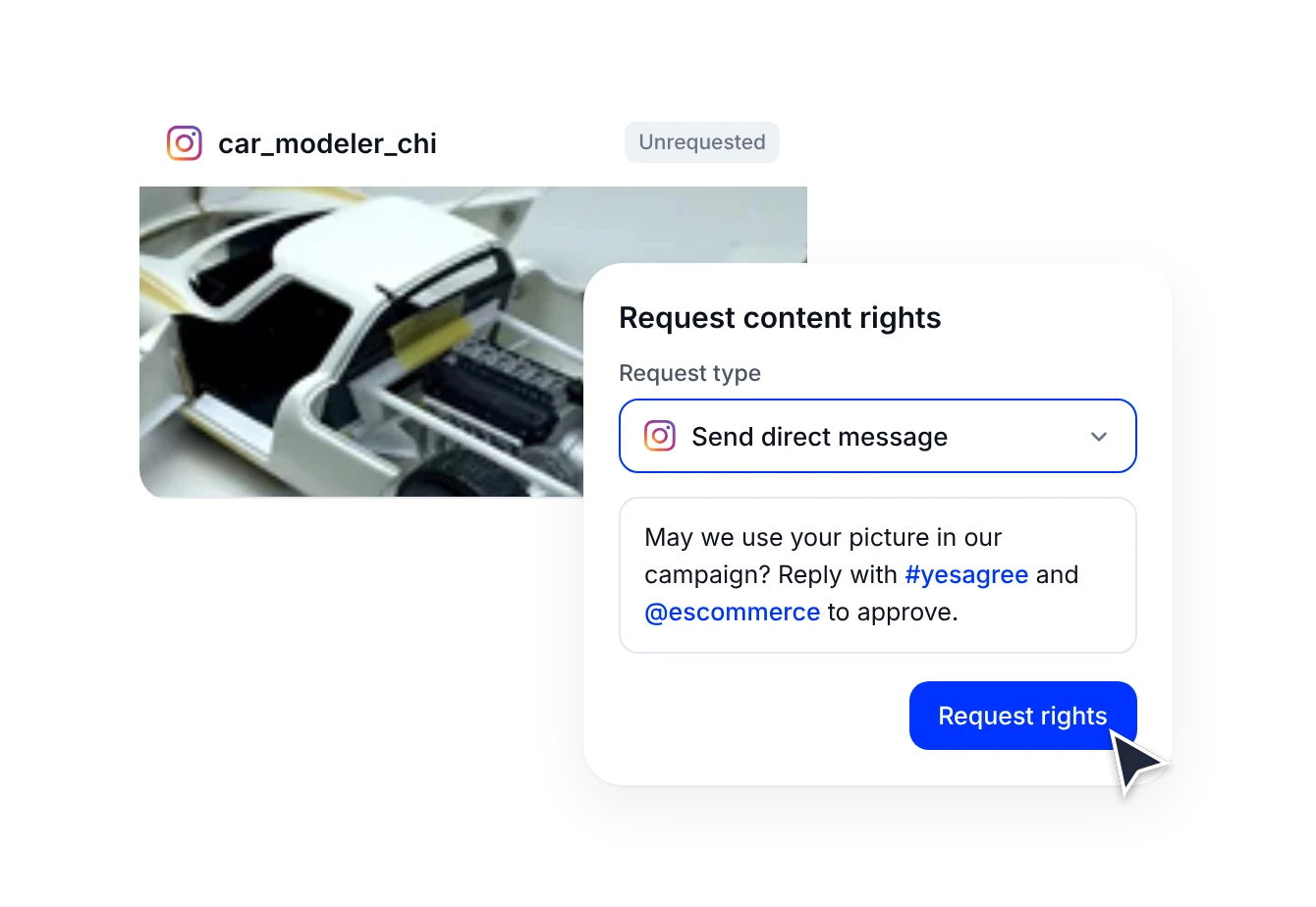 UGC rights via Instagram DM