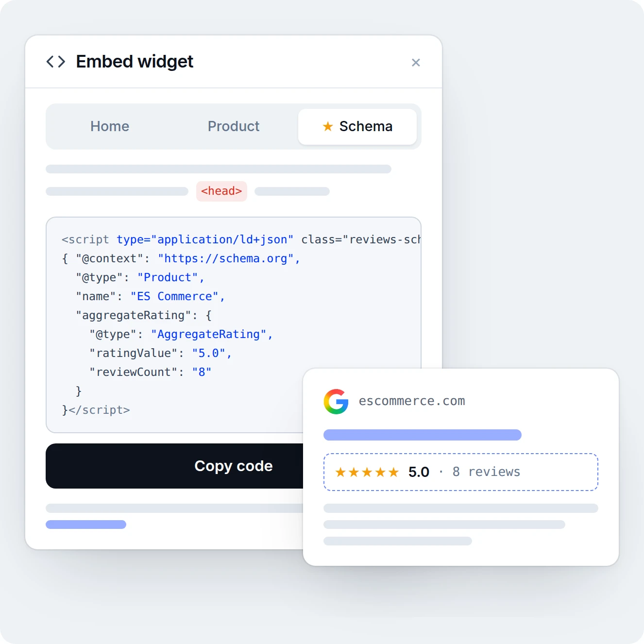 Google rating SEO snippet