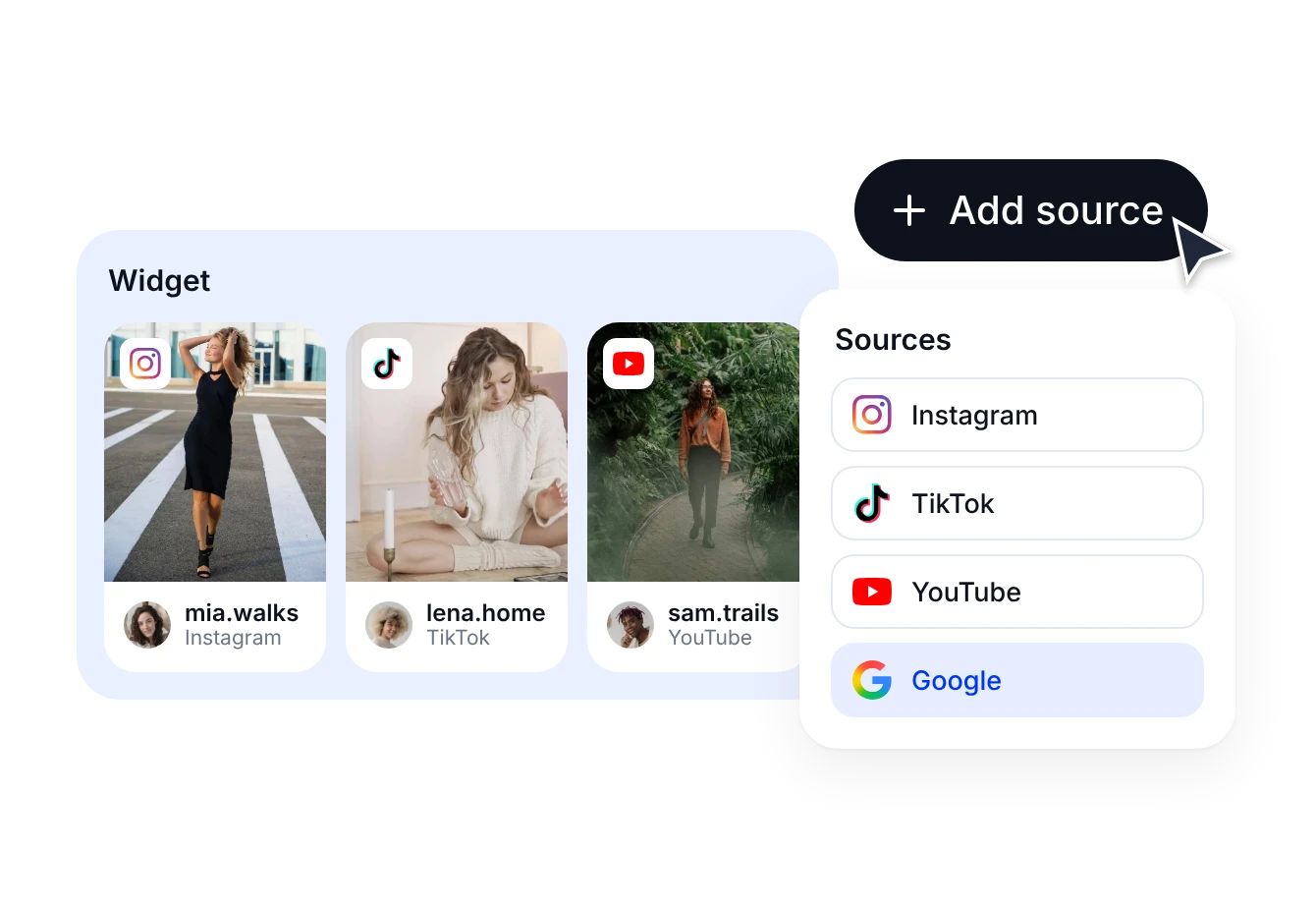 Ajoutez plusieurs sources par widget