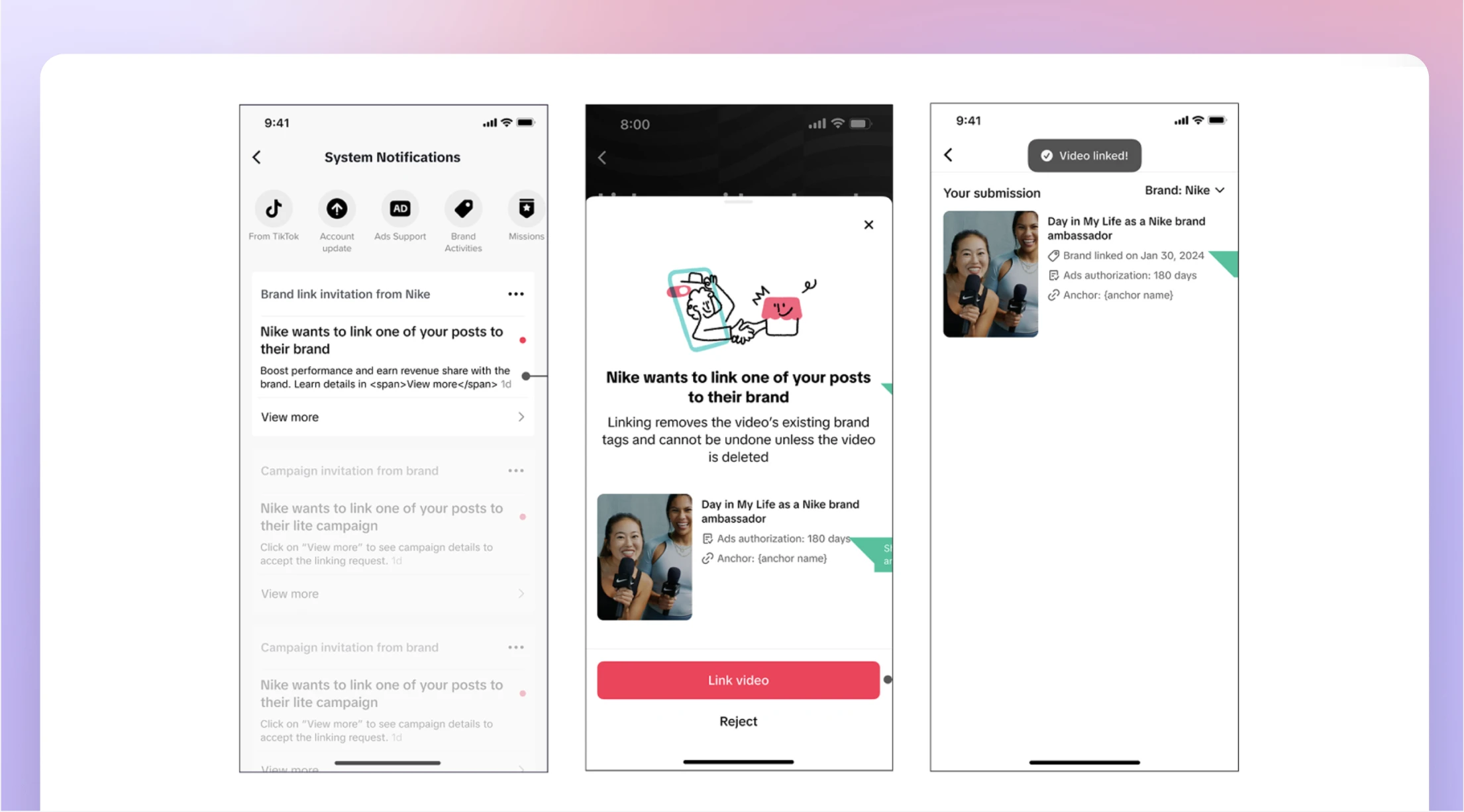 The system notification the creator sees in the TikTok app