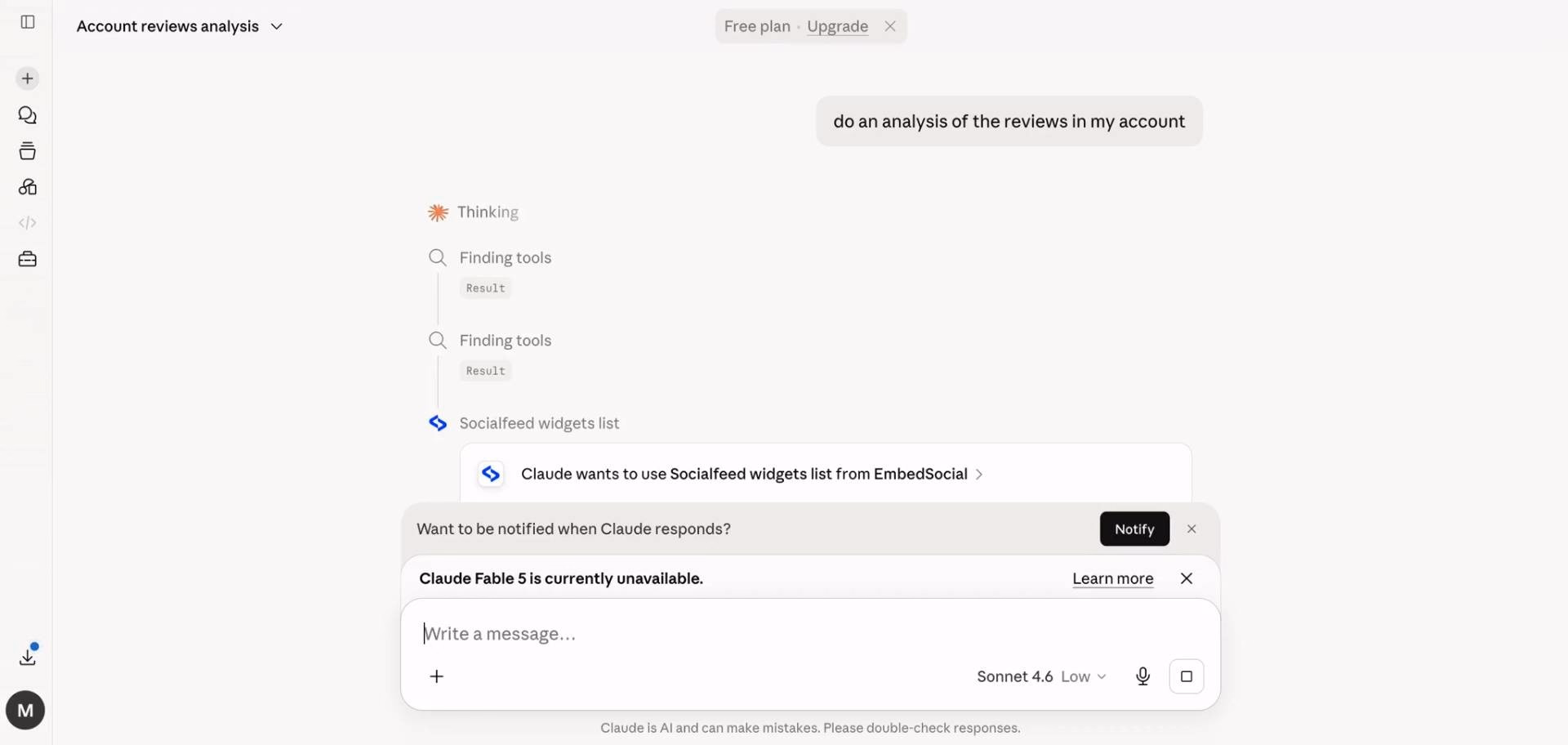 Verifying the connection through a chat request.