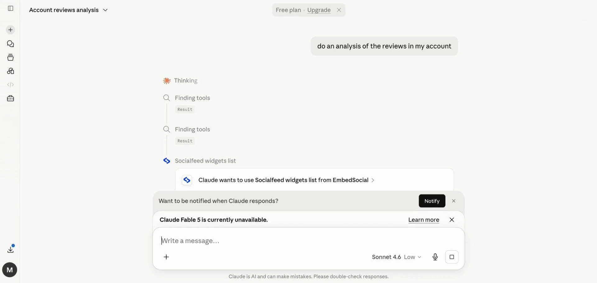Verifying the connection through a chat request.