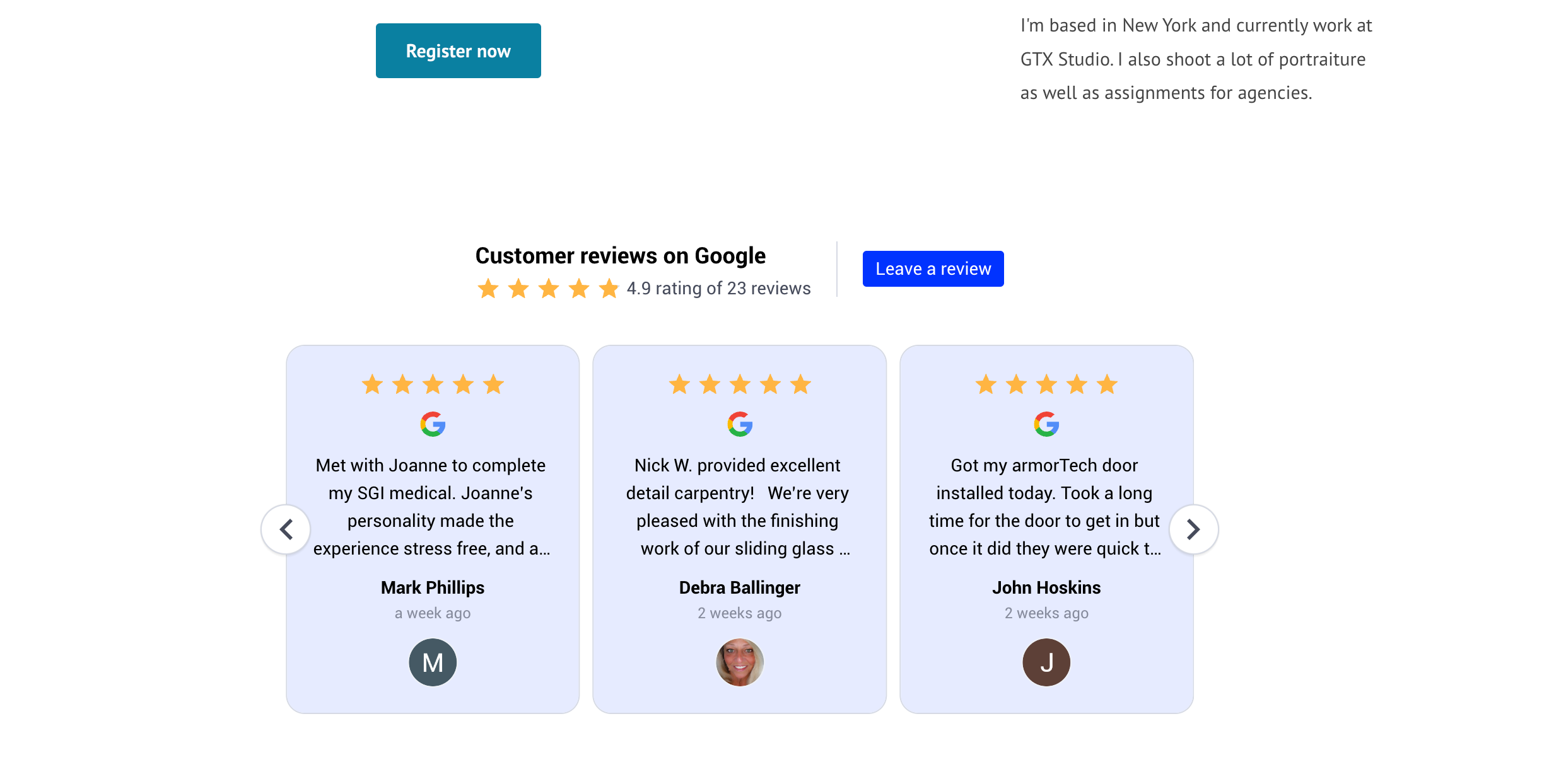 WordPressに埋め込まれたGoogleレビューウィジェット