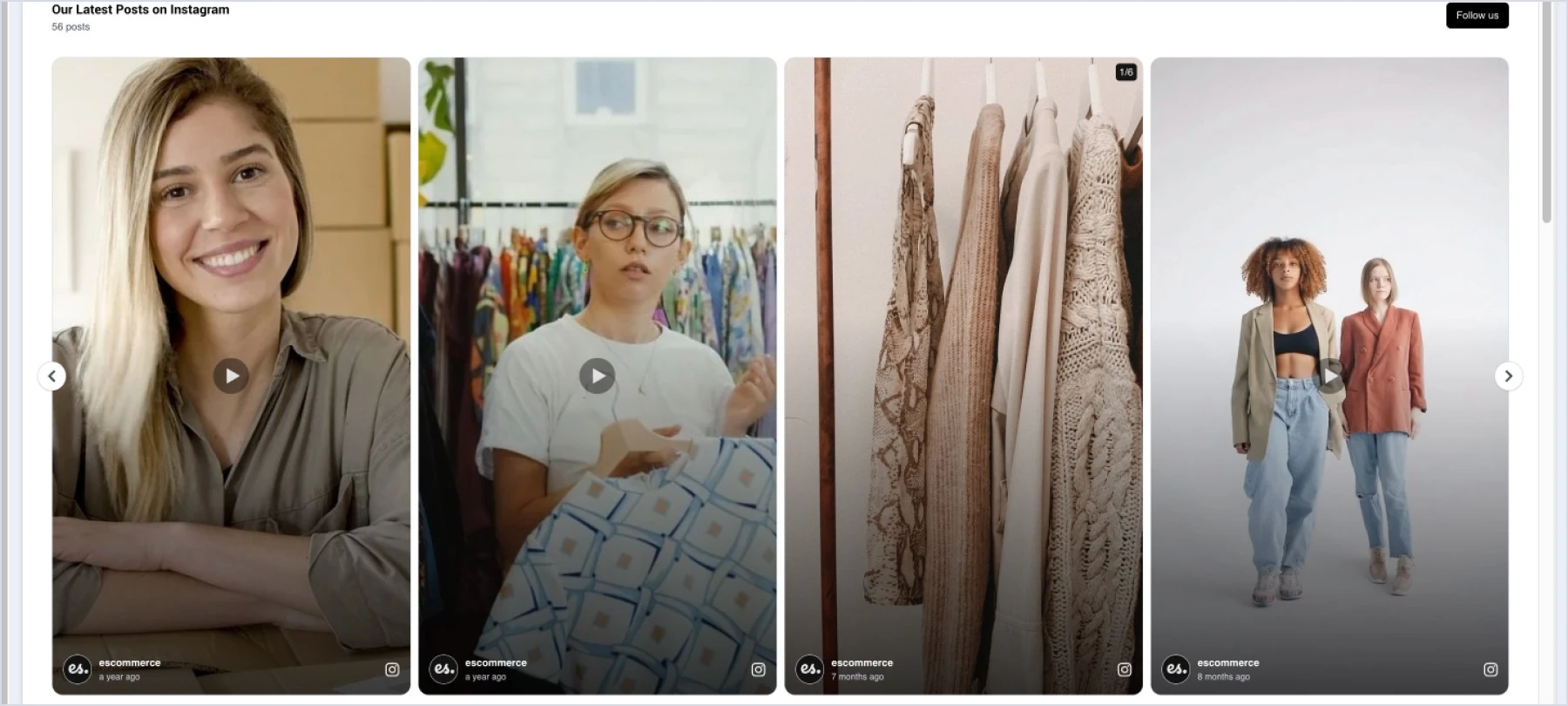 Instagram widget embedded in BigCommerce