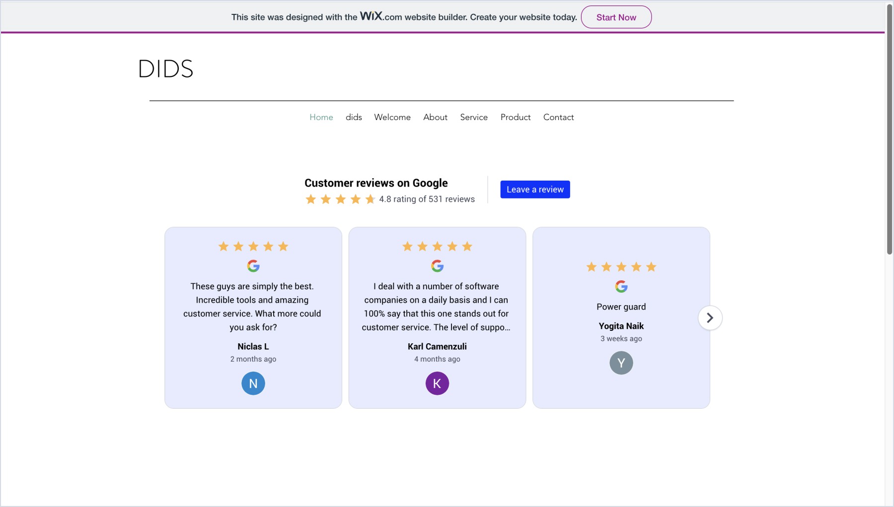 Wixに埋め込まれたGoogleレビューウィジェット