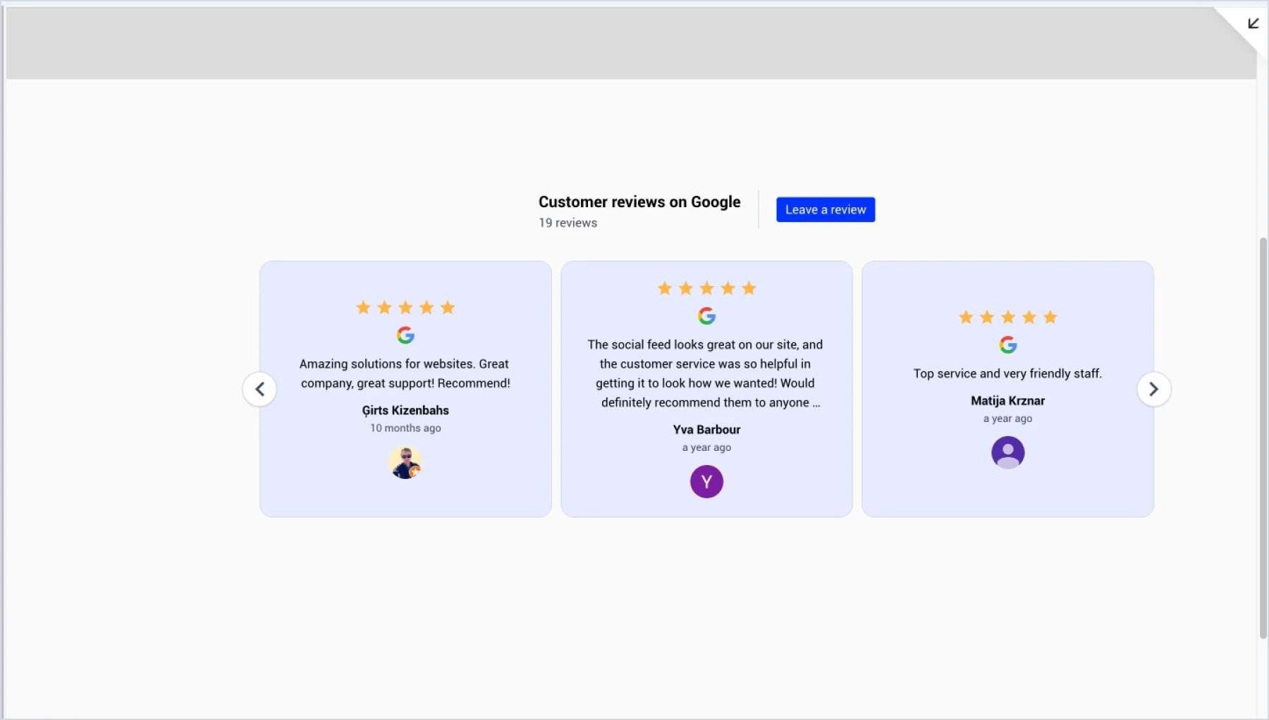Final result on how the widget looks in Squarespace