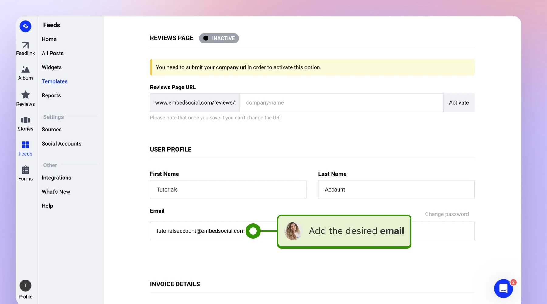 Adding the desired email