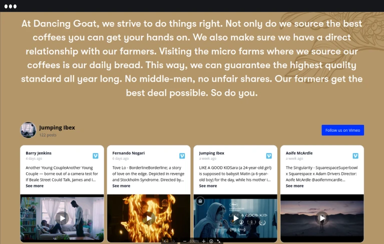 Vimeo widget embedded in Kentico