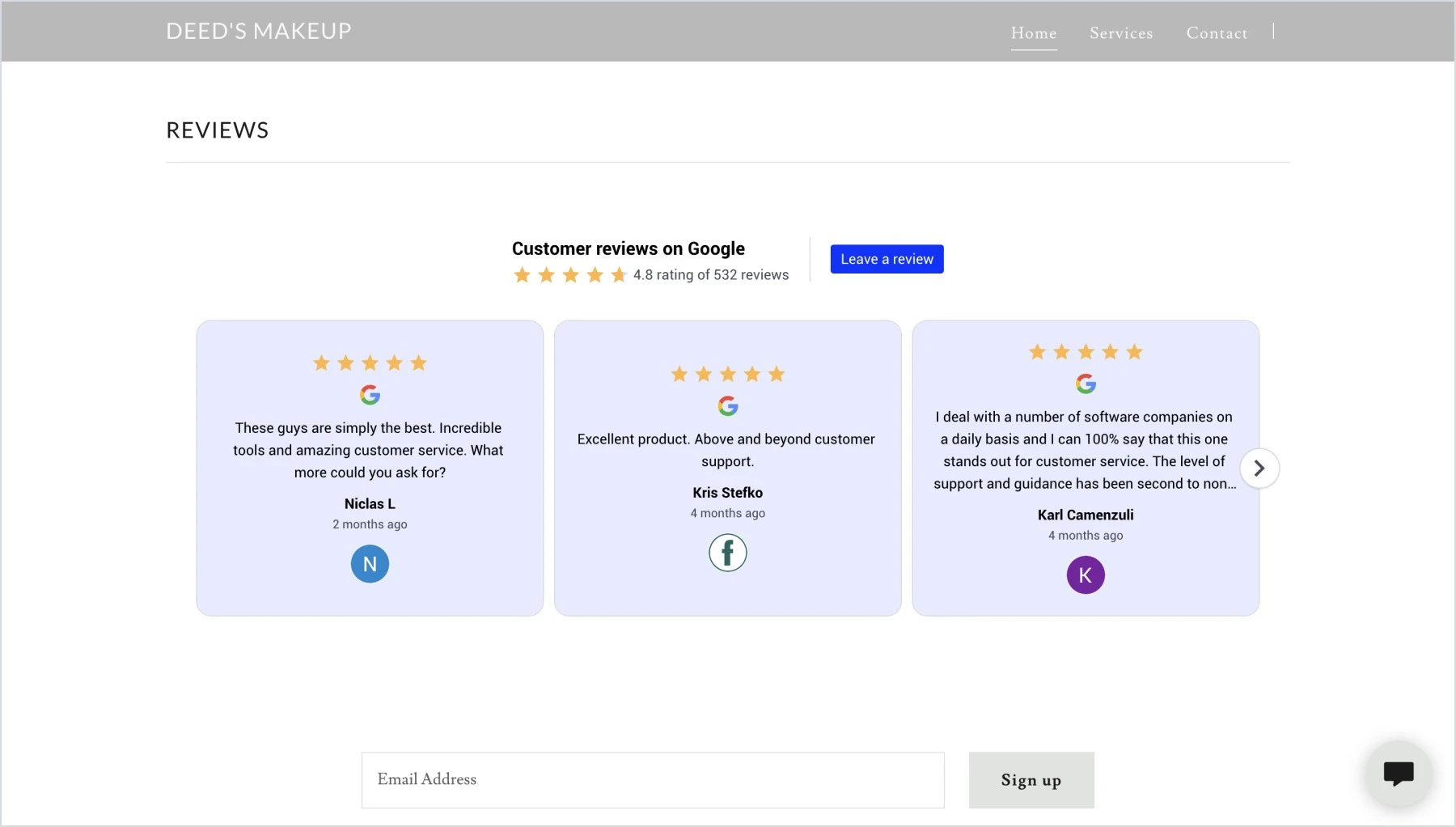 Example of live widget