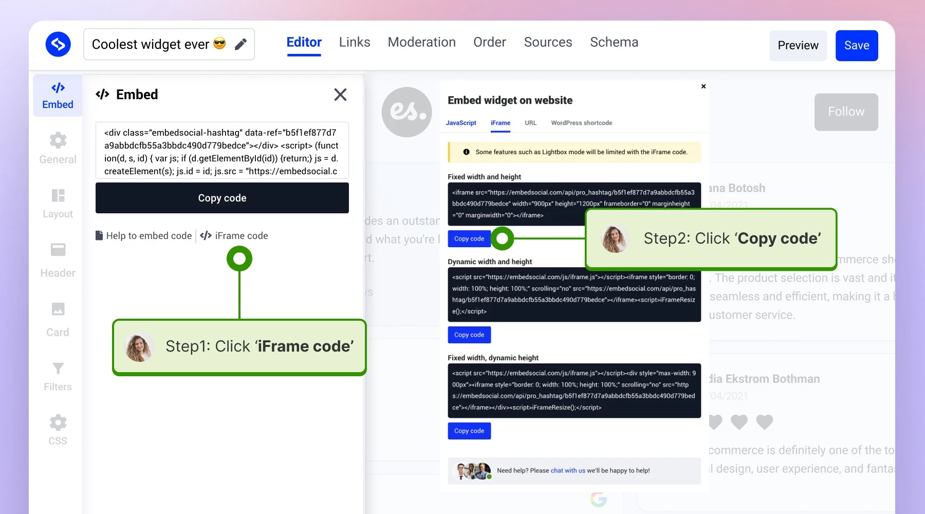 Clicking on the Iframe and copying code