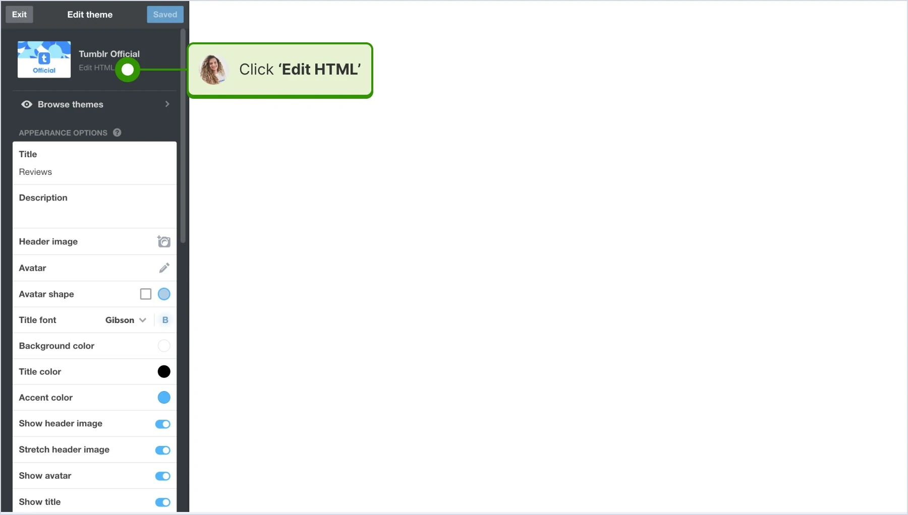 click on Edit HTML
