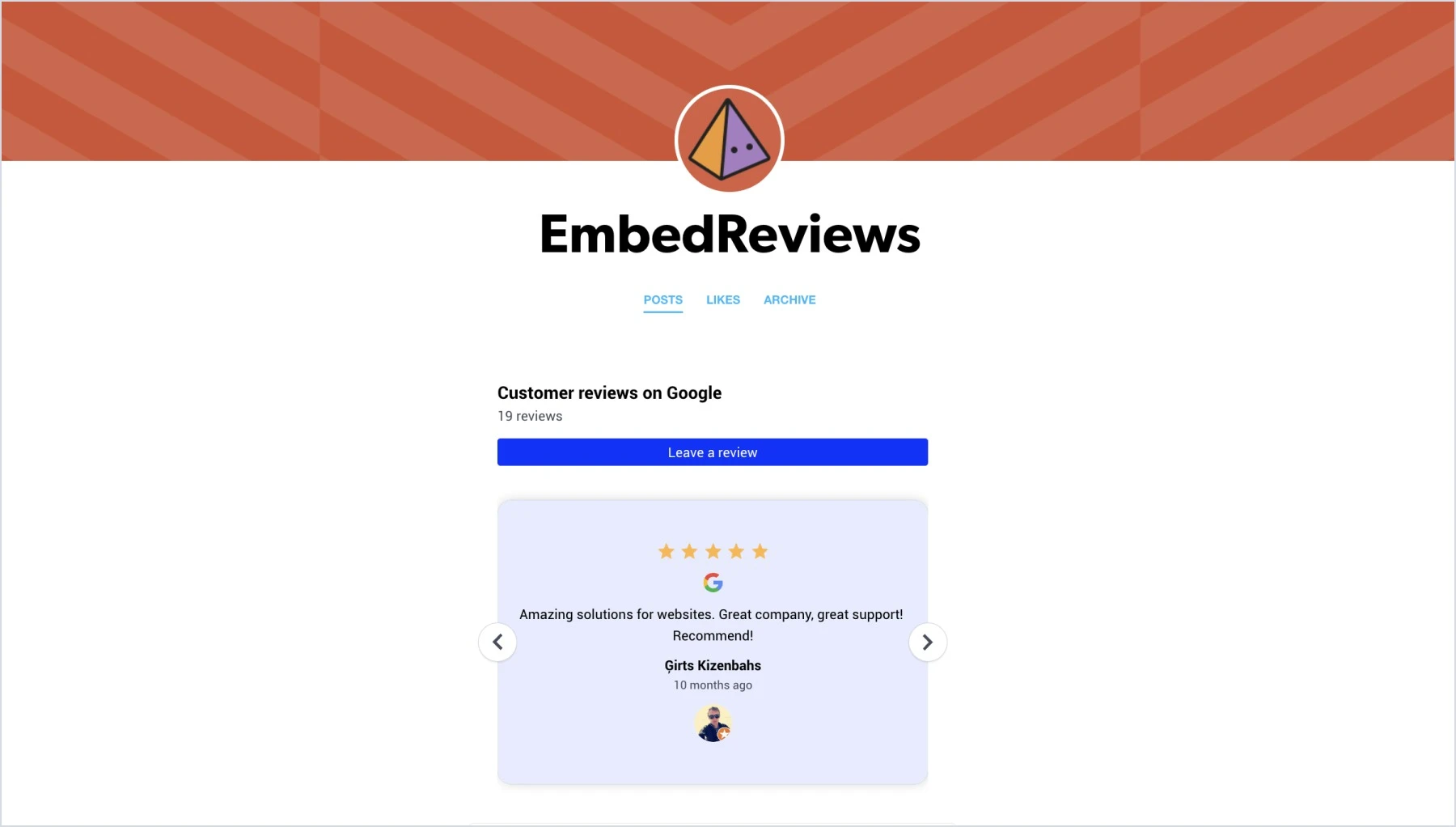 Example of the widget