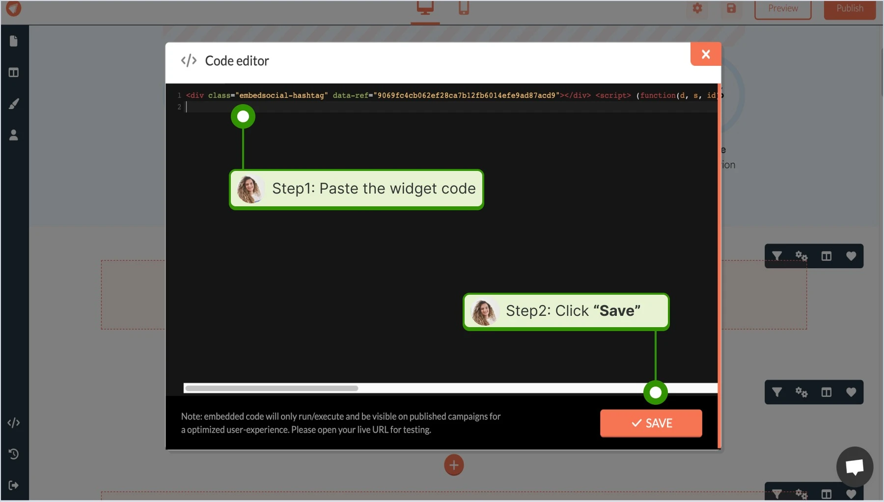 Pasting the code