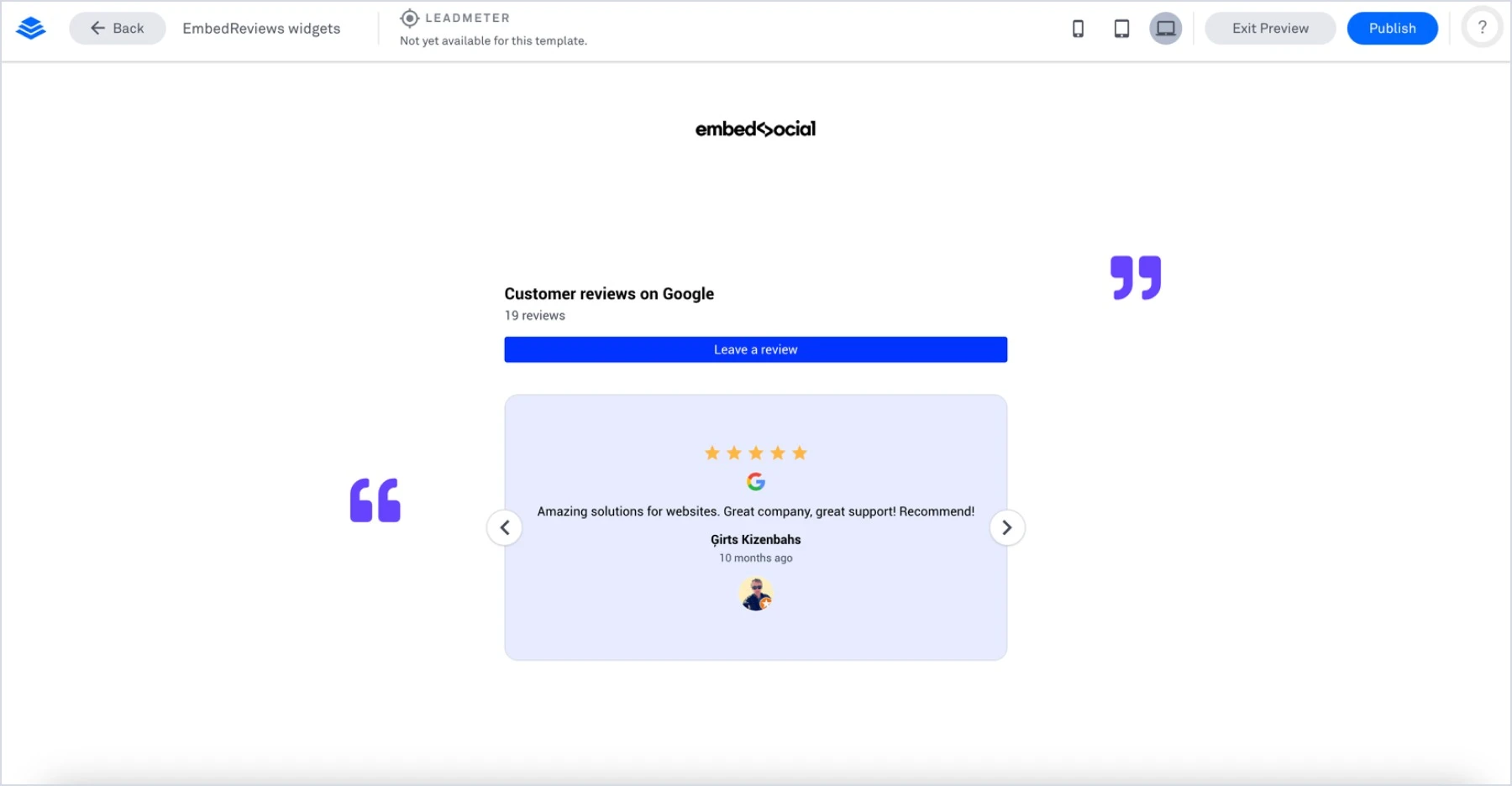 example of the widget