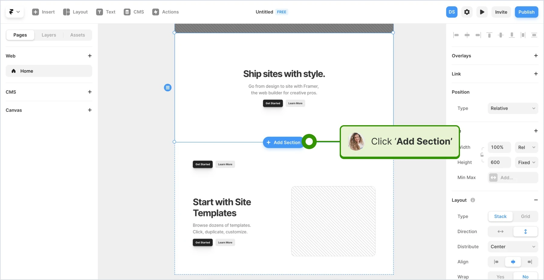 Adding a section