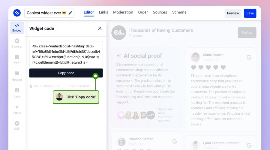 Displaying the HTML code on a website