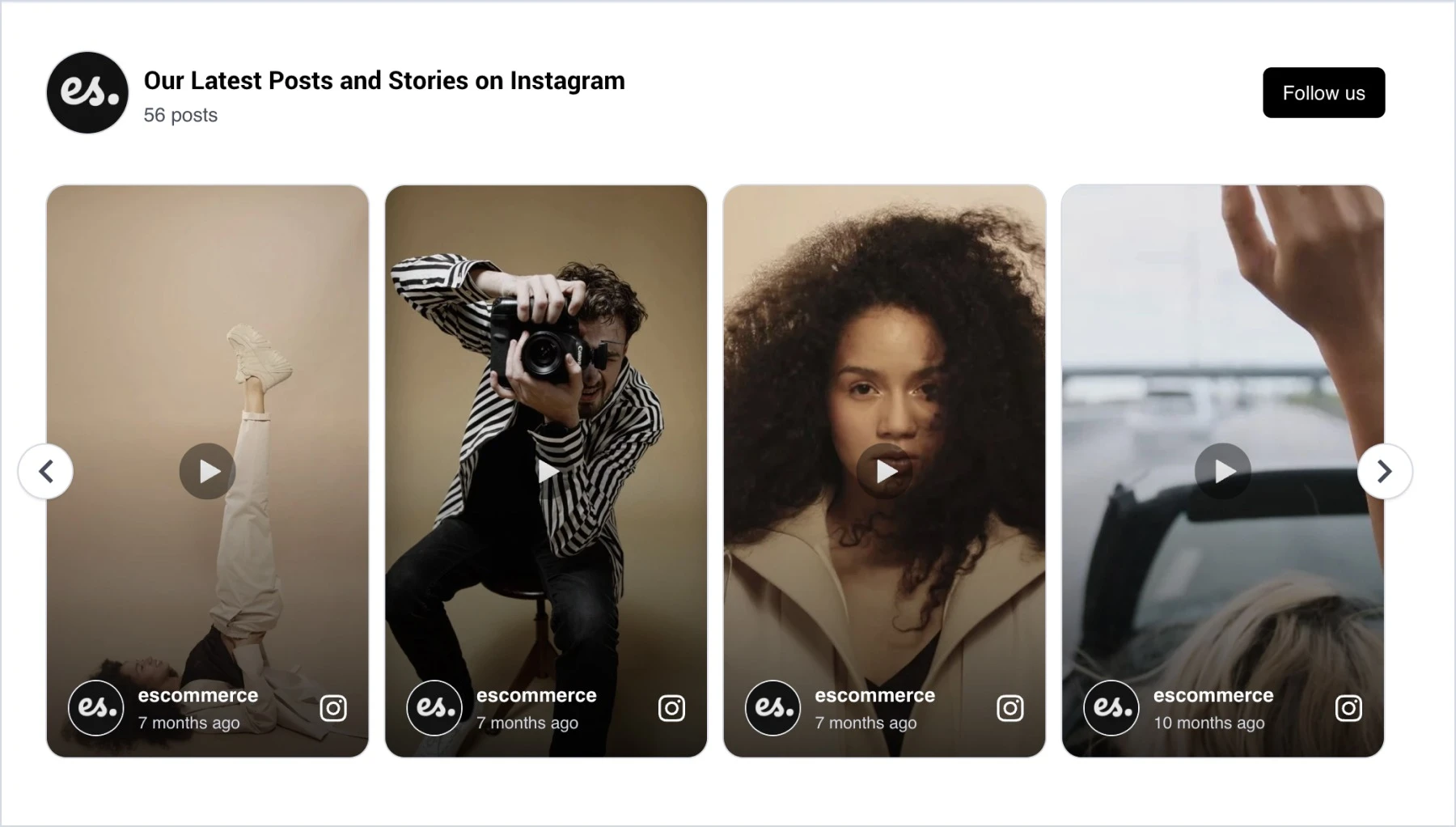 Instagram widget on Bubble website