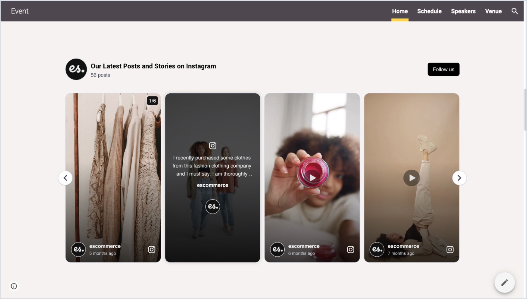 Google Sitesに埋め込まれたInstagramウィジェットの表示