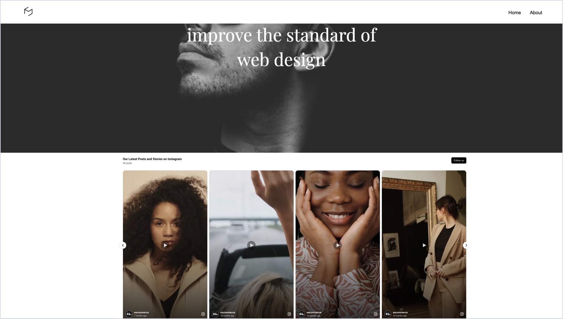 IM CreatorのページにInstagramフィードが埋め込まれた画面