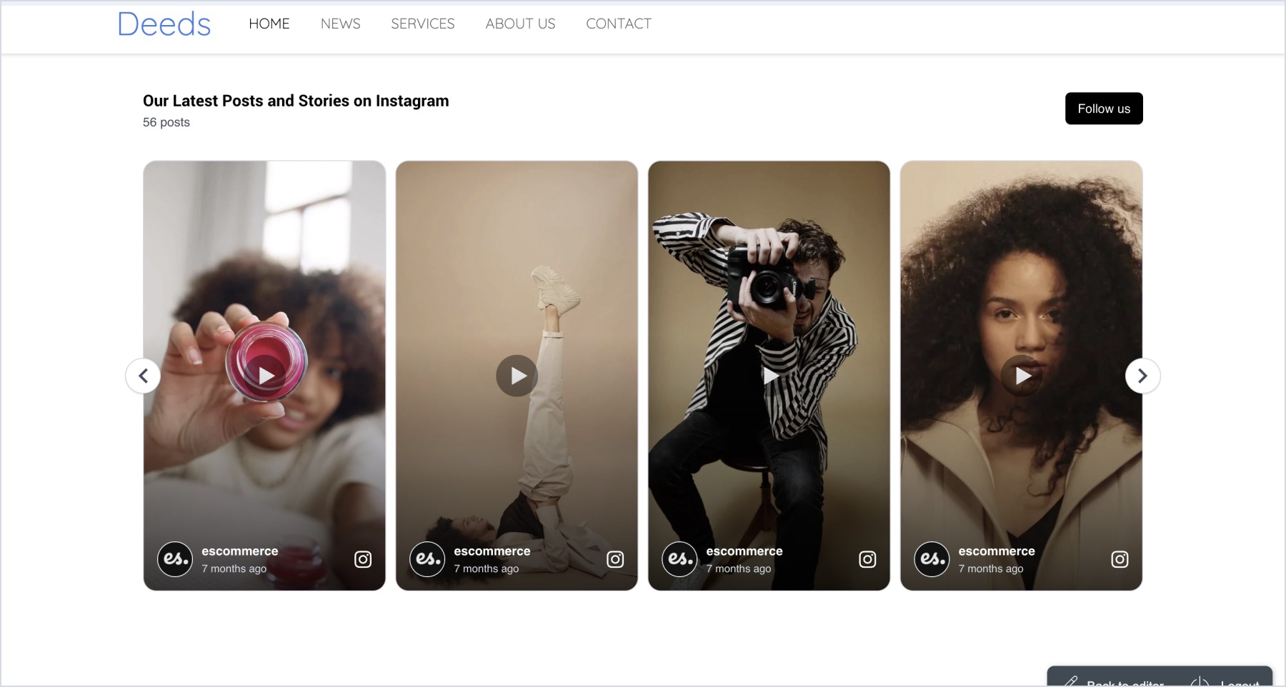 Mozelloに埋め込まれたInstagramウィジェットの最終的な表示
