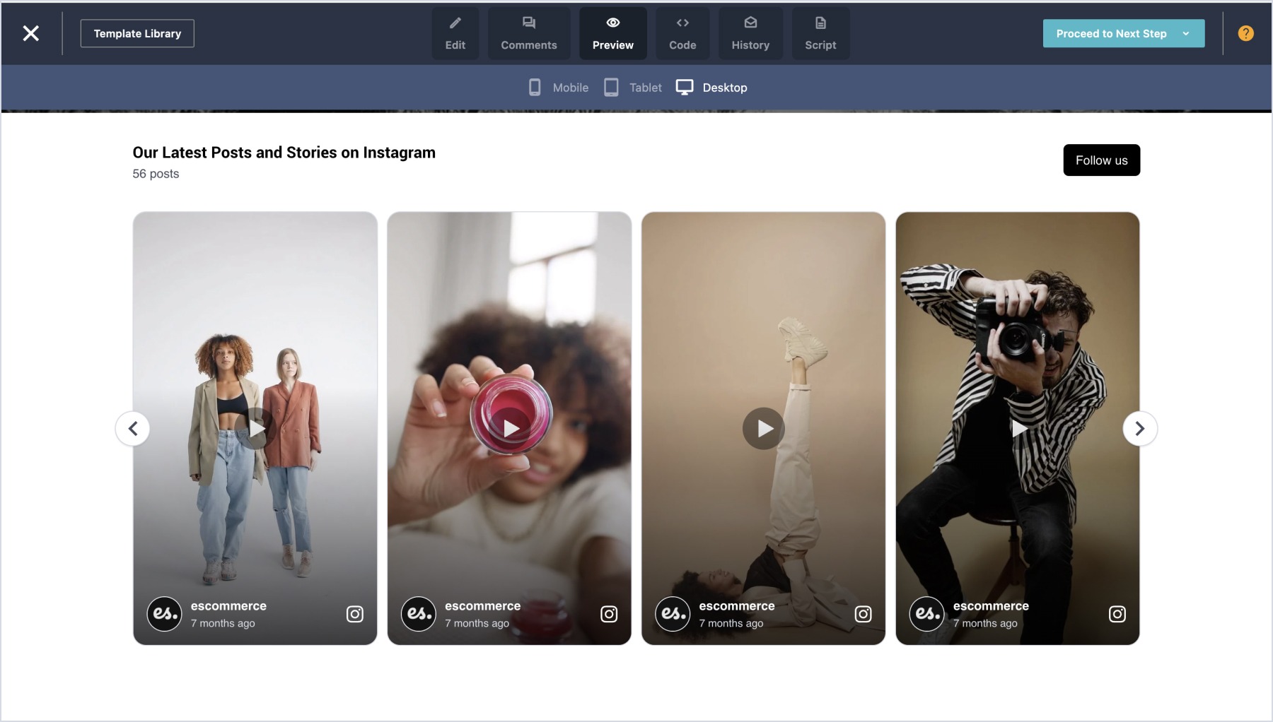 Moosendに埋め込まれたInstagramウィジェットの例