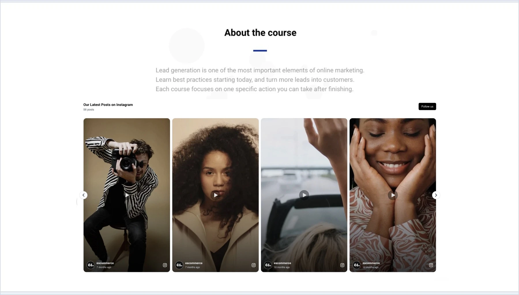 Example of an Instagram widget embedded in GetResponse.